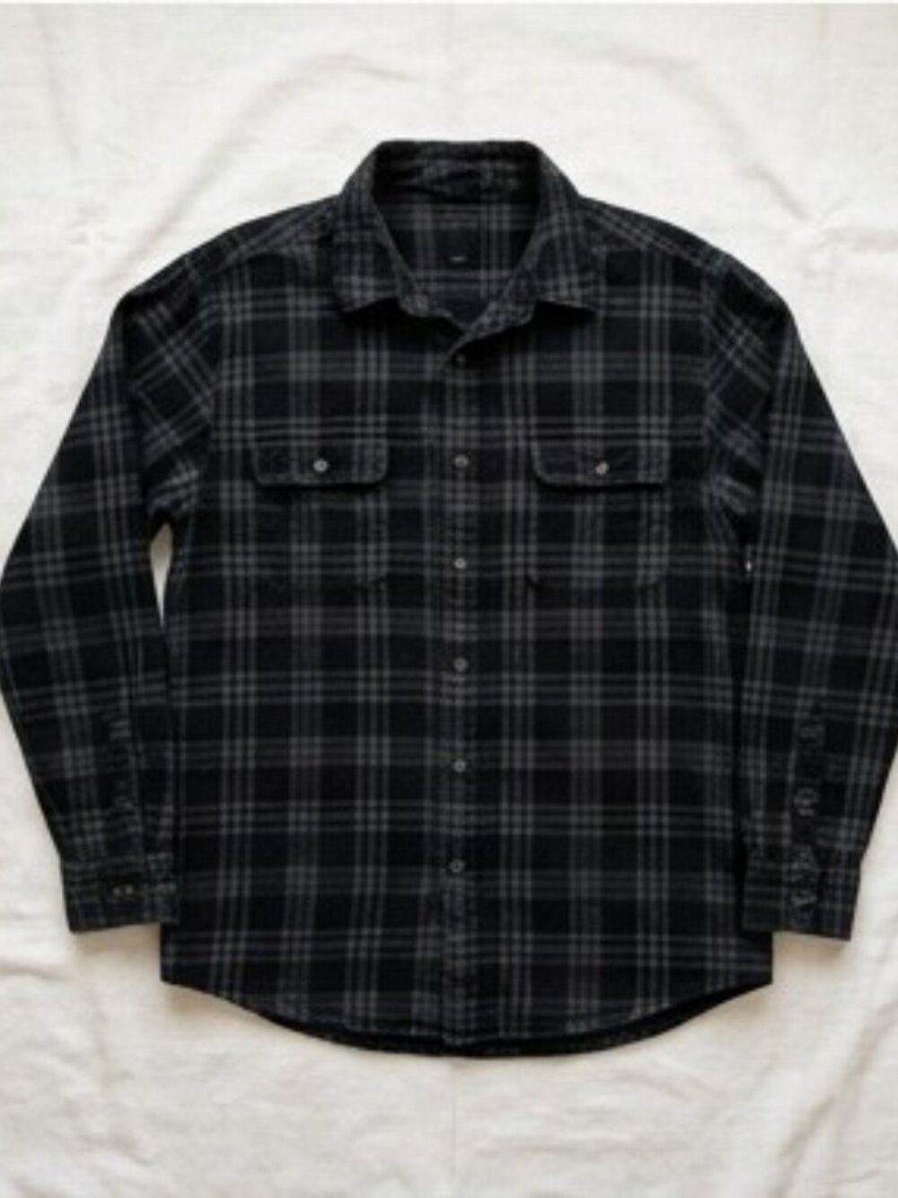 Black and gray button up shirt